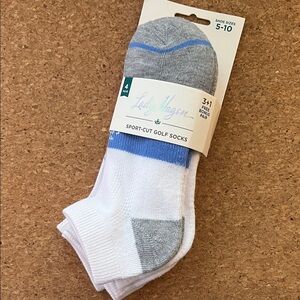 Lady Hagen Sport-Cut Golf Socks Women 5-10 White Grey NEW 4 Pair Pack LHG10863
